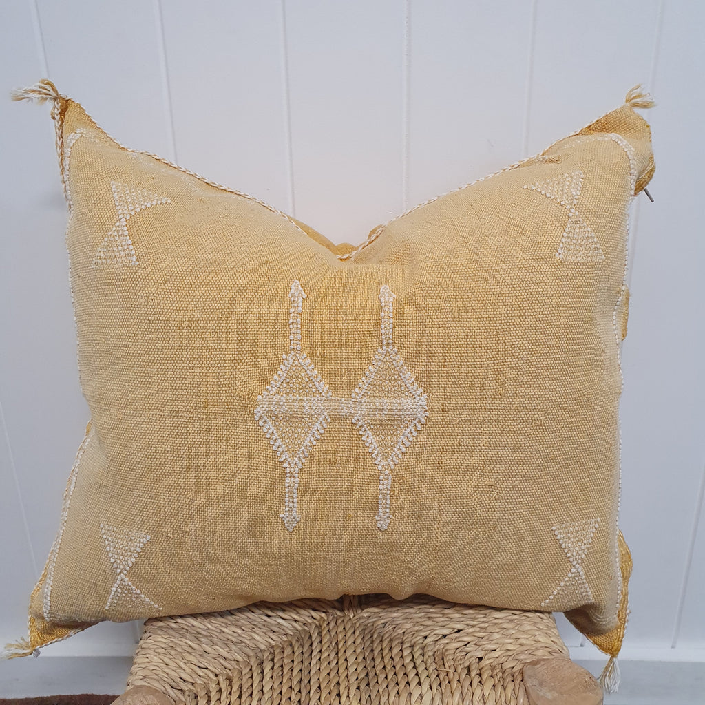 Yellow Cactus silk cushion 