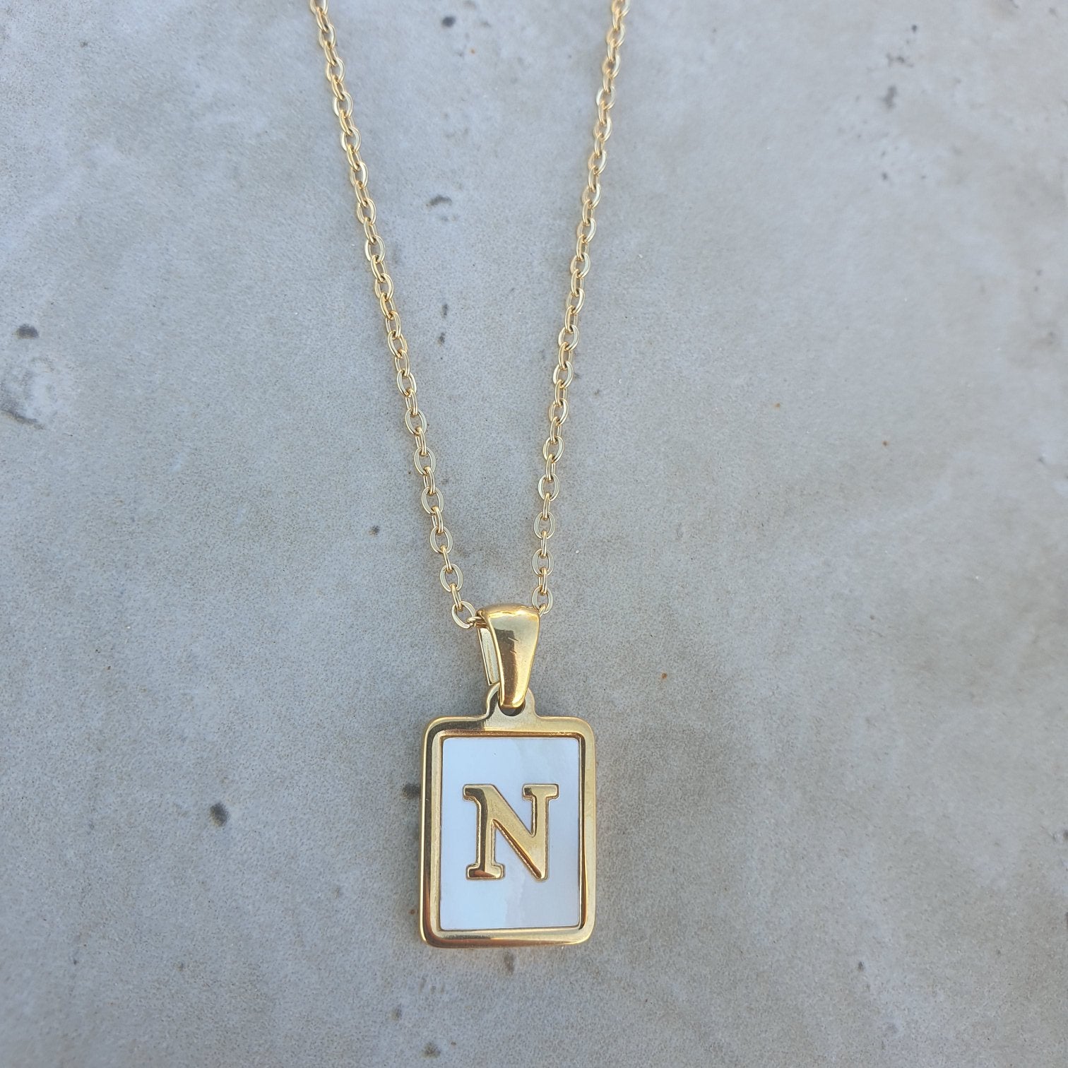 A-Z Initial Mother of Pearl Necklace