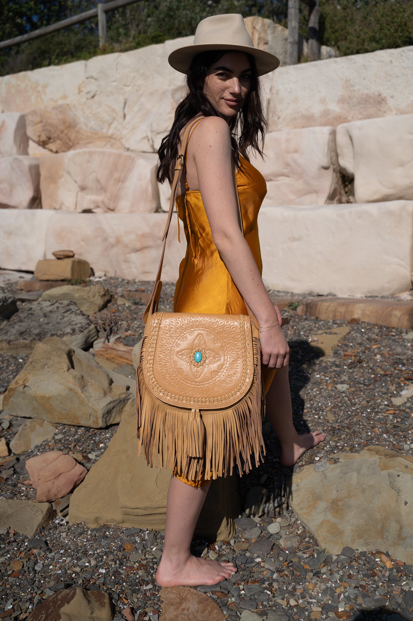 Aria Leather Saddle Bag // Natural