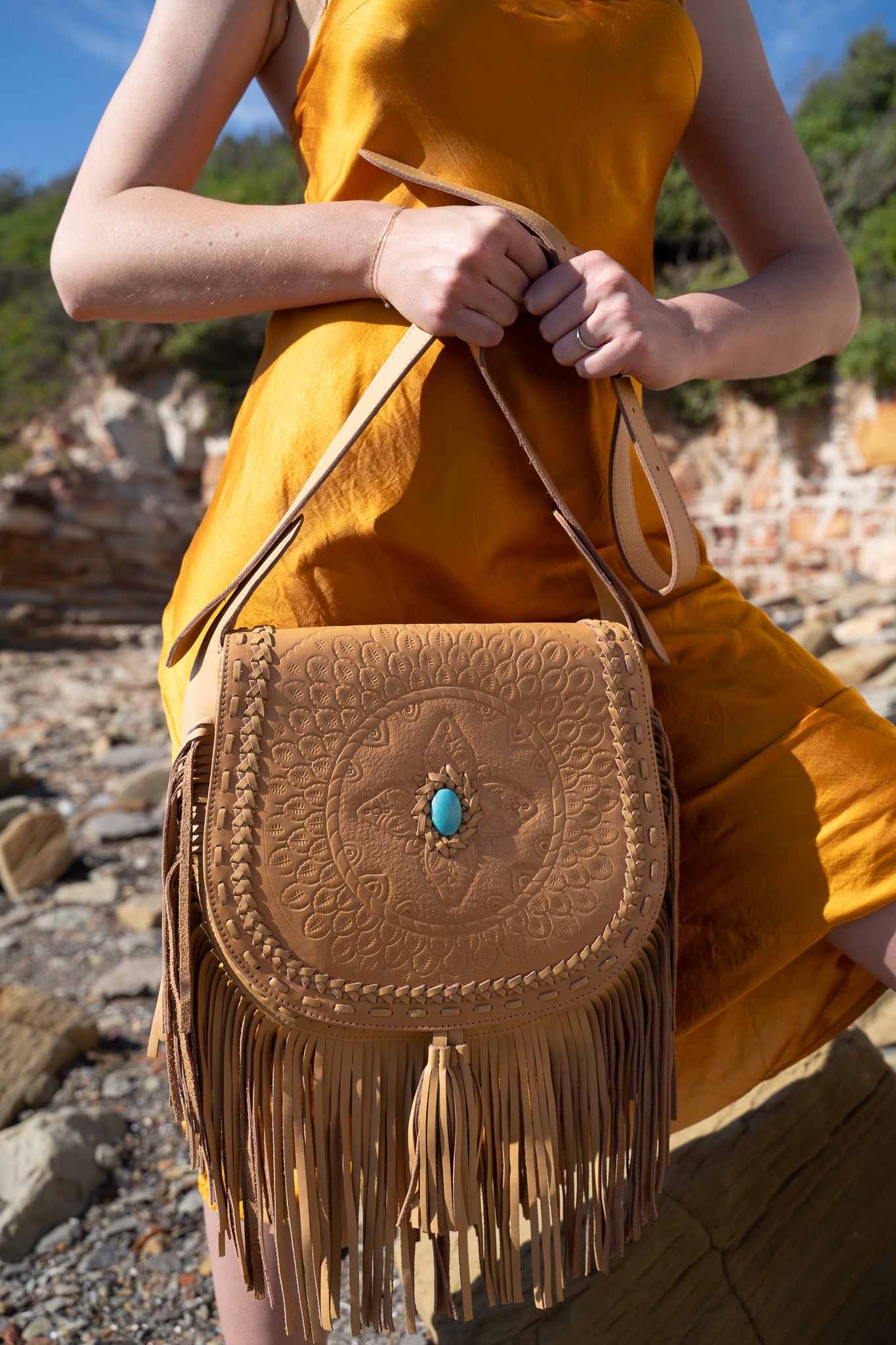Aria Leather Saddle Bag // Natural