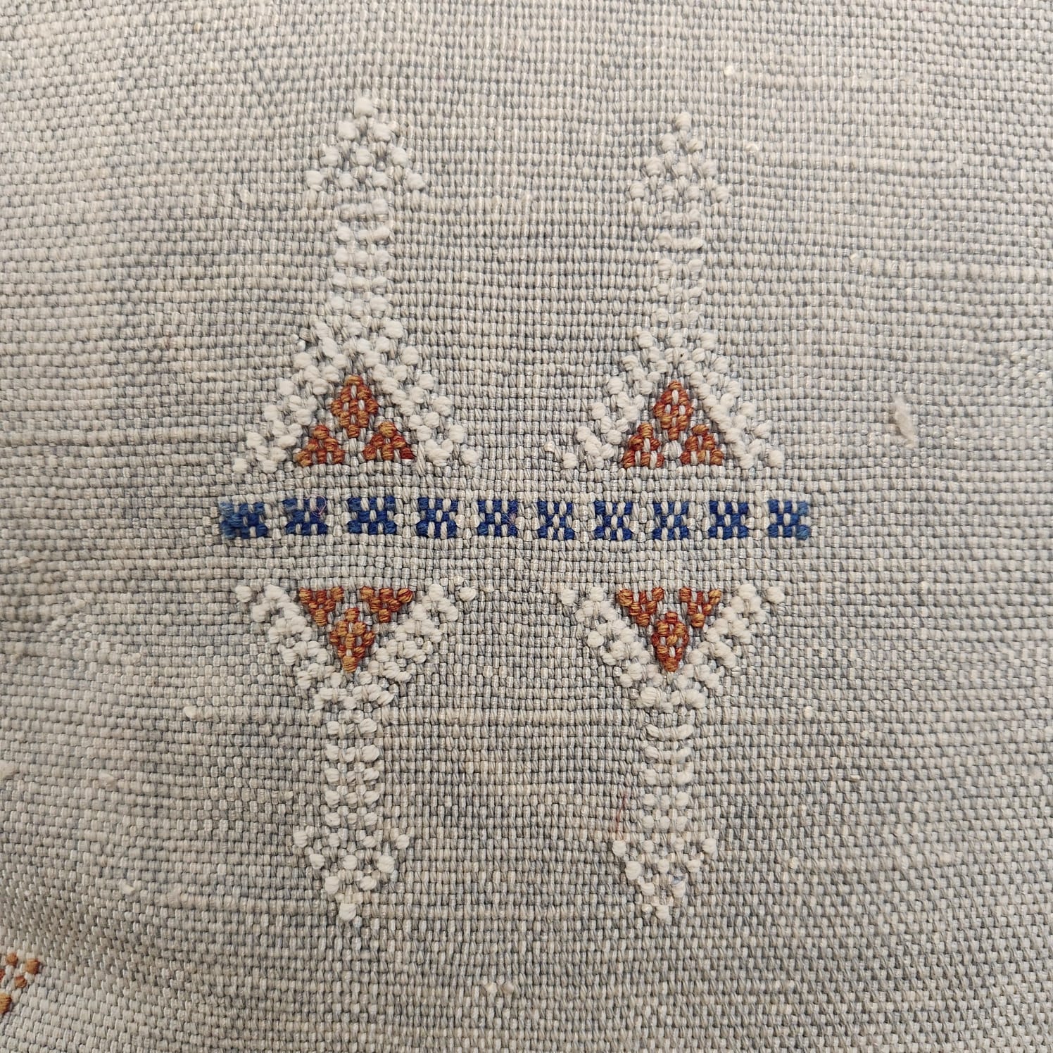 Cactus Silk Cushion // Grey, dark navy blue and dark pink stitching