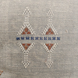 Cactus Silk Cushion // Grey, dark navy blue and dark pink stitching