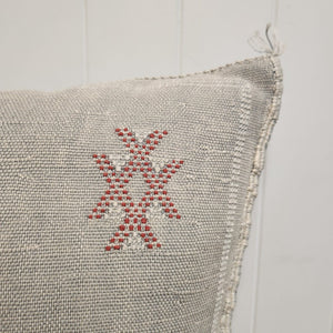 Cactus Silk Cushion // Grey, dark navy blue and dark pink stitching