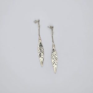 Khikhi silver feather shape dangle silver earrings