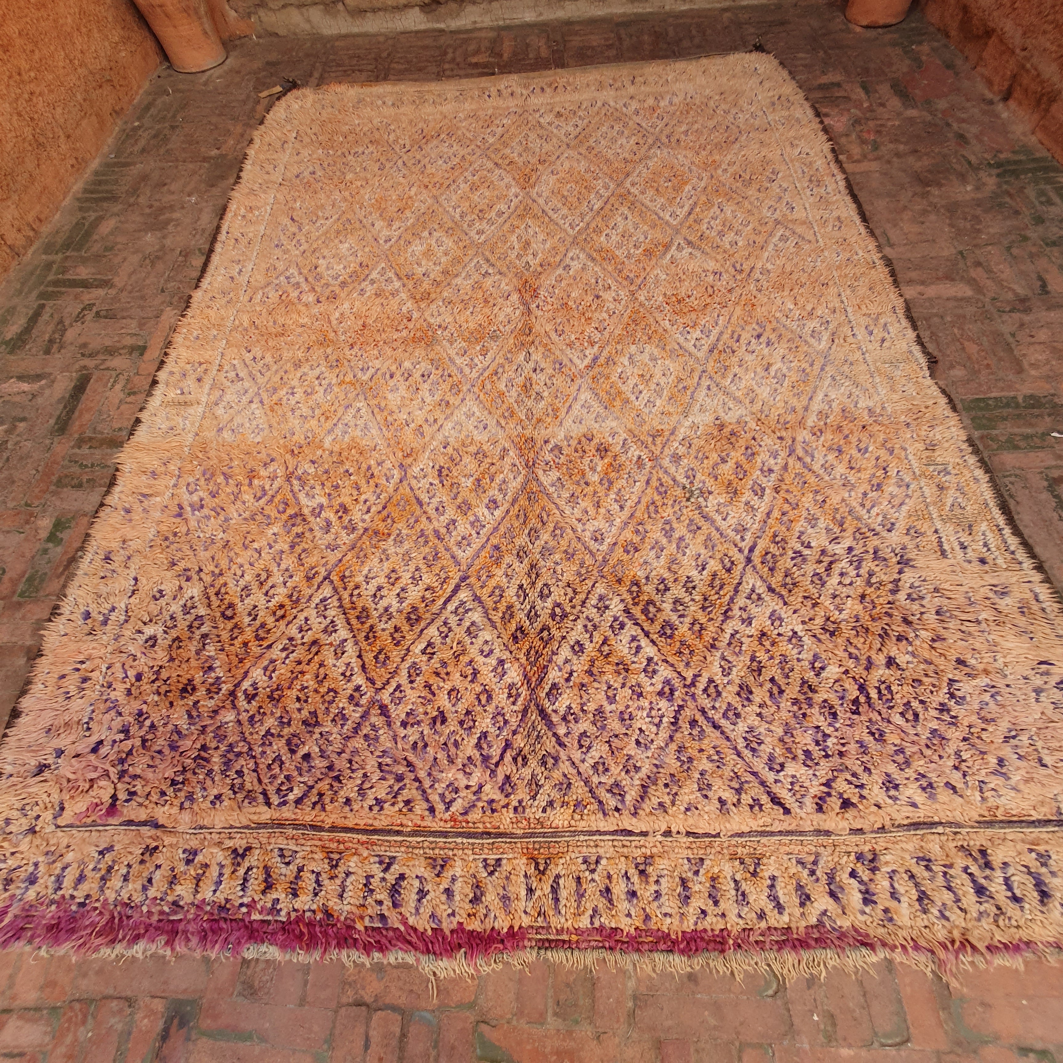 orange and purple vintage beni M'guild rug