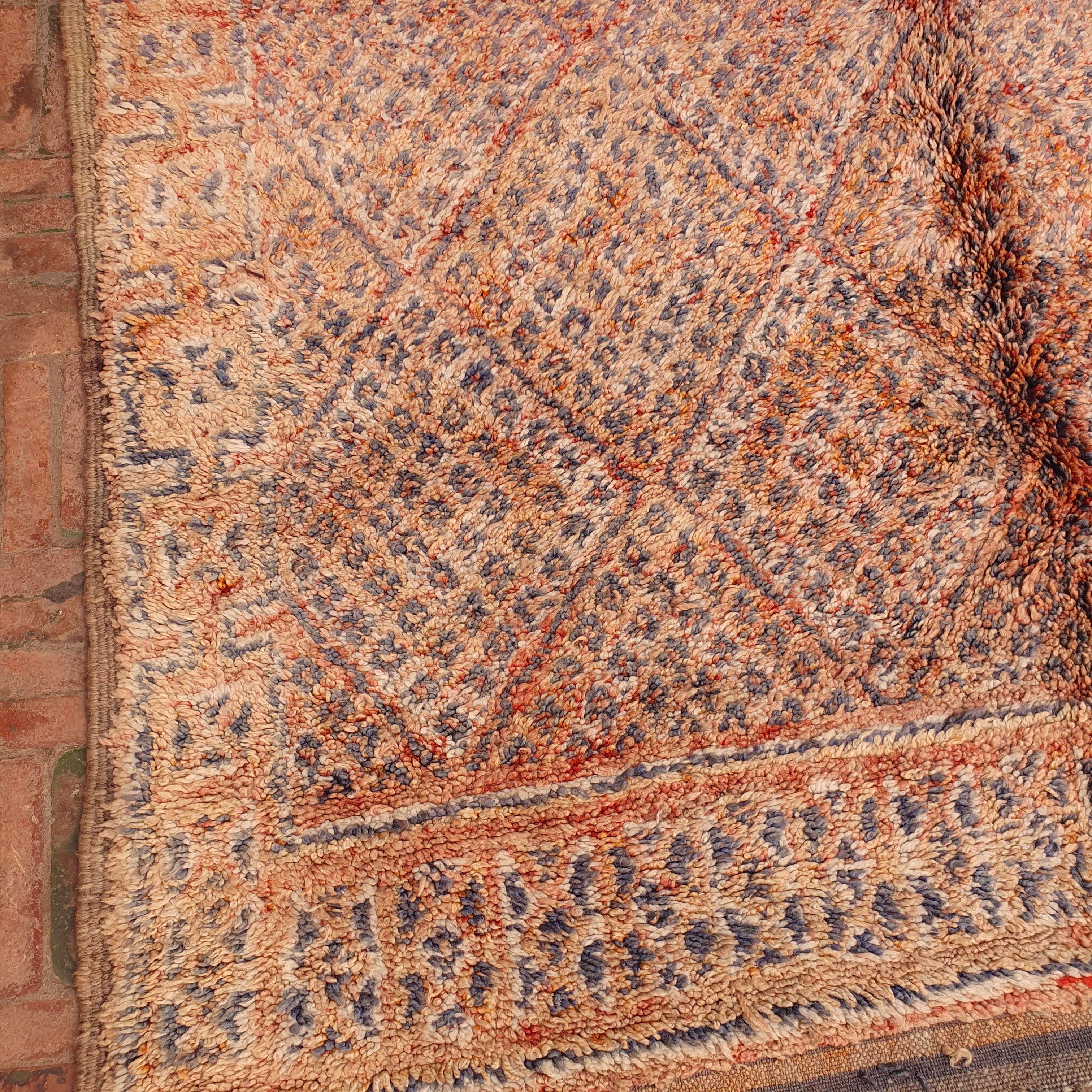 orange and purple vintage beni M'guild rug