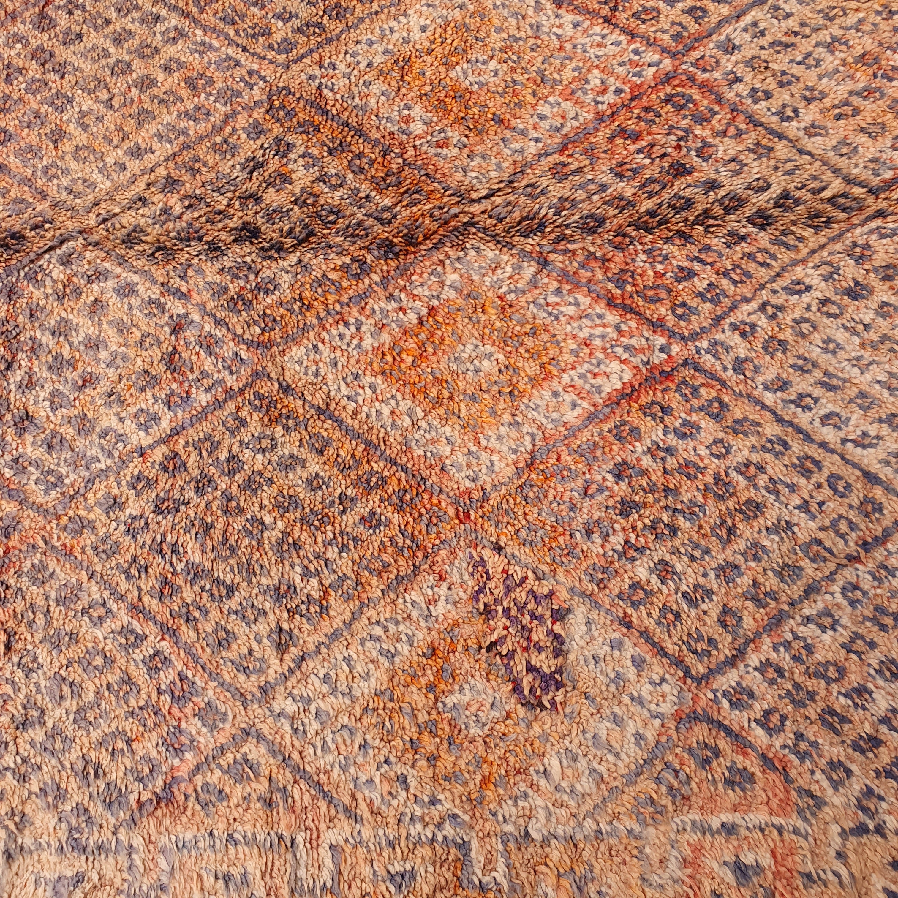 orange and purple vintage beni M'guild rug
