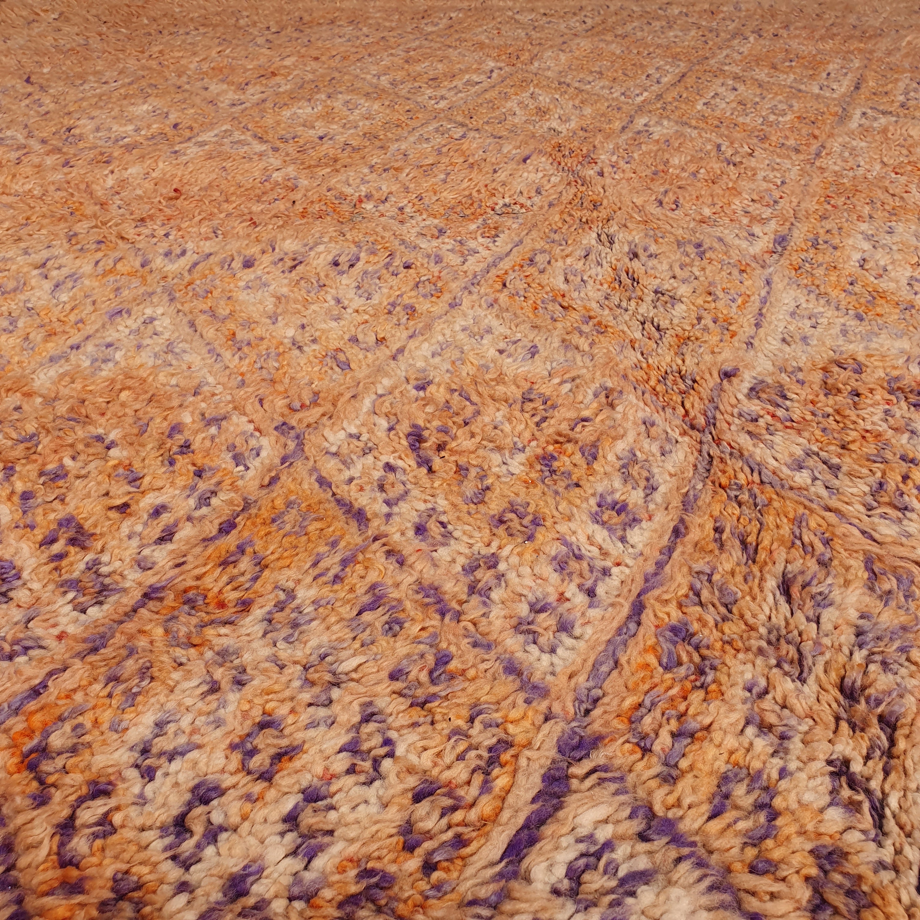 orange and purple vintage beni M'guild rug