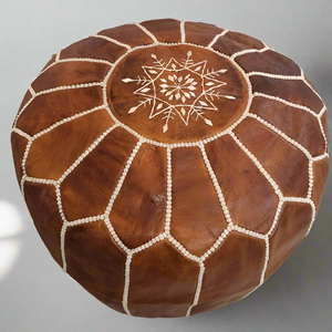 Moroccan Leather Pouffe // Tan