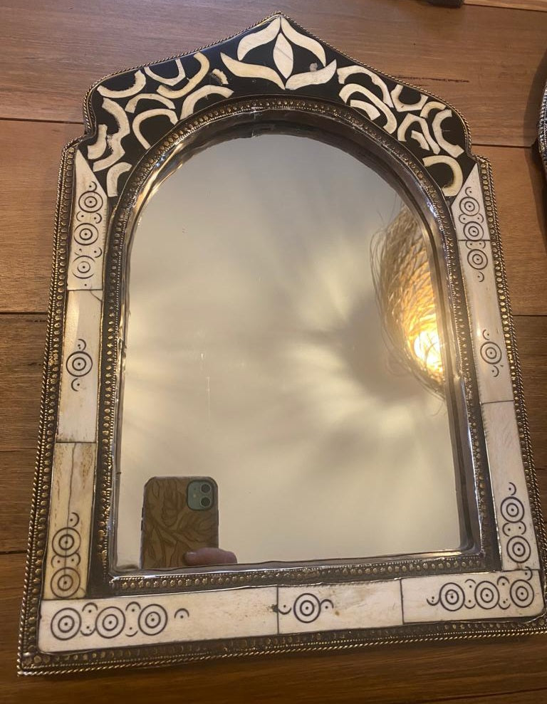 Vintage Moroccan Bone Inlay Mirror