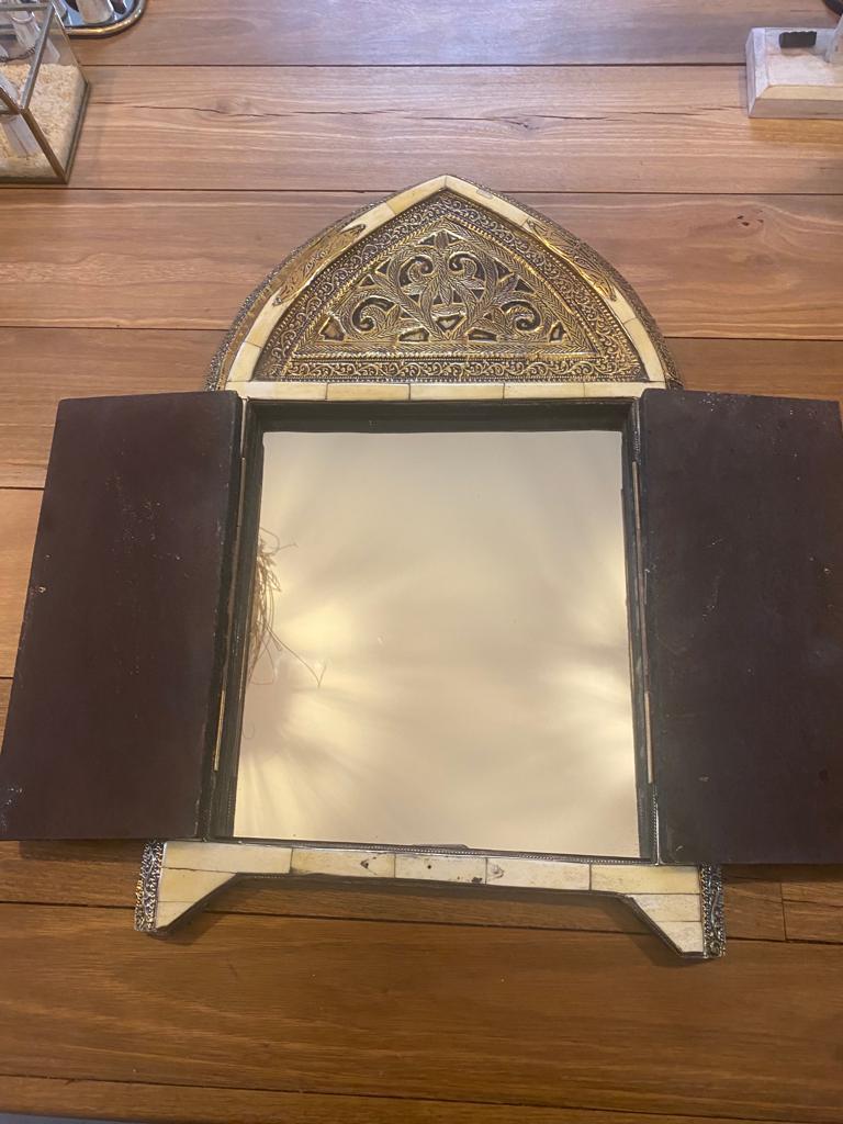 Vintage Moroccan Bone Inlay Mirror