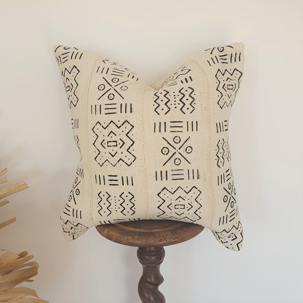 black and white mudcloth cushion