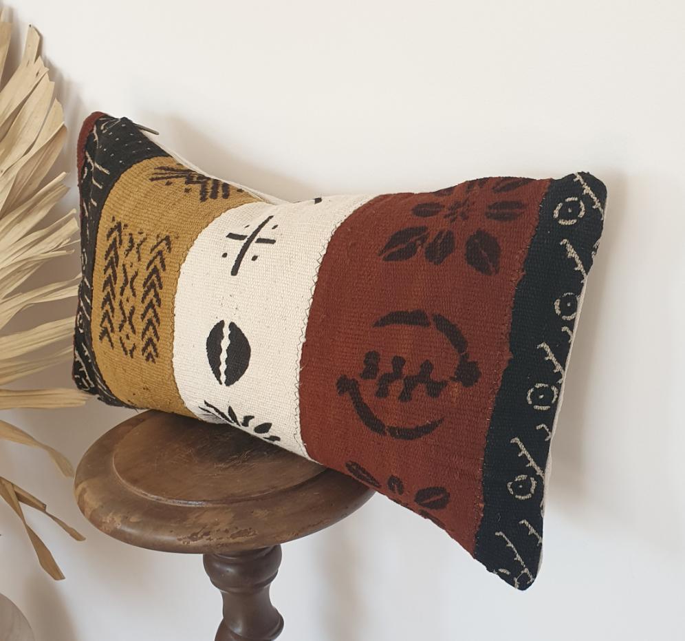 Tribal Mudcloth Lumbar Cushion 60x30cm