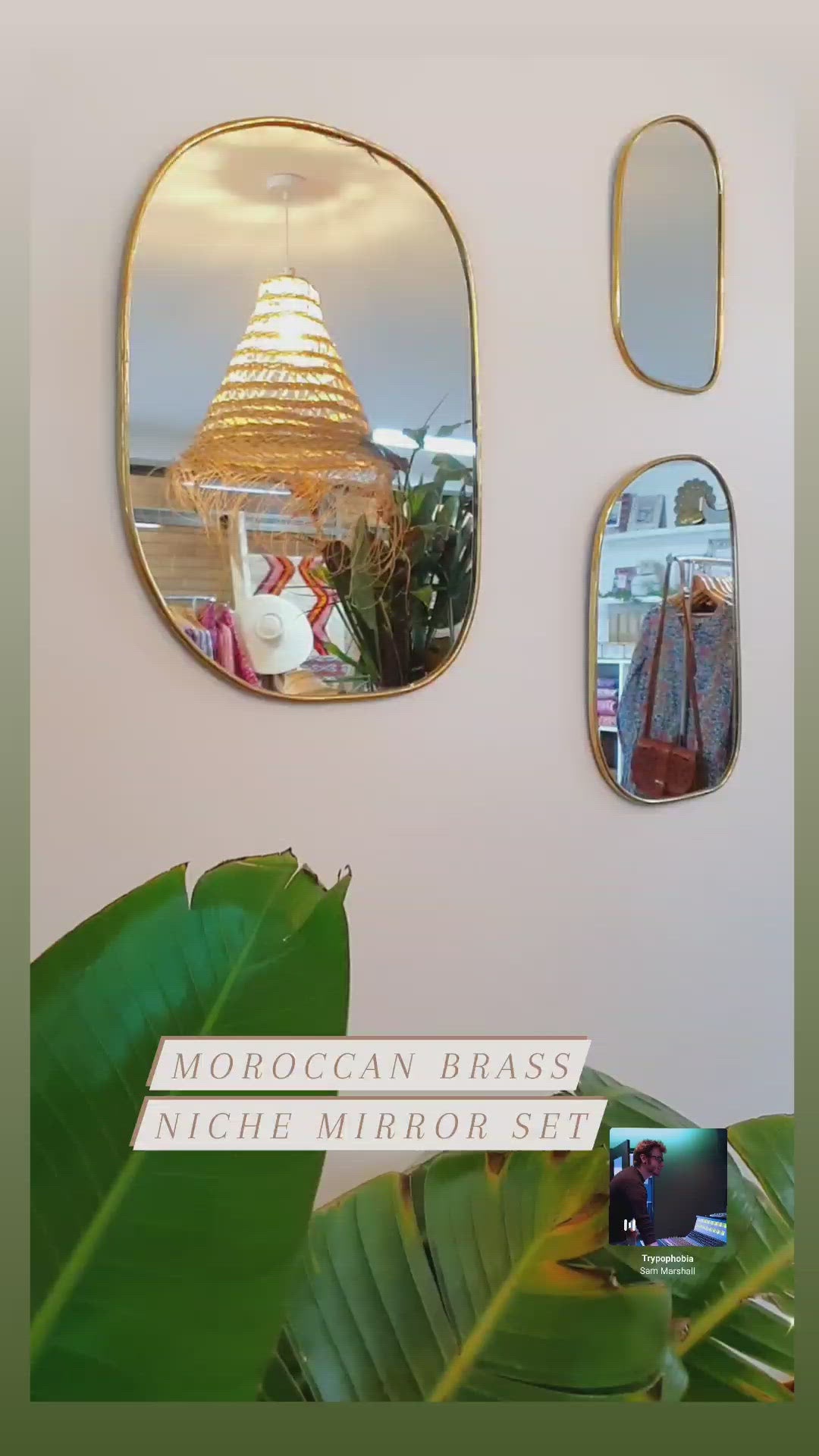 Moroccan Brass Wall Mirror Set